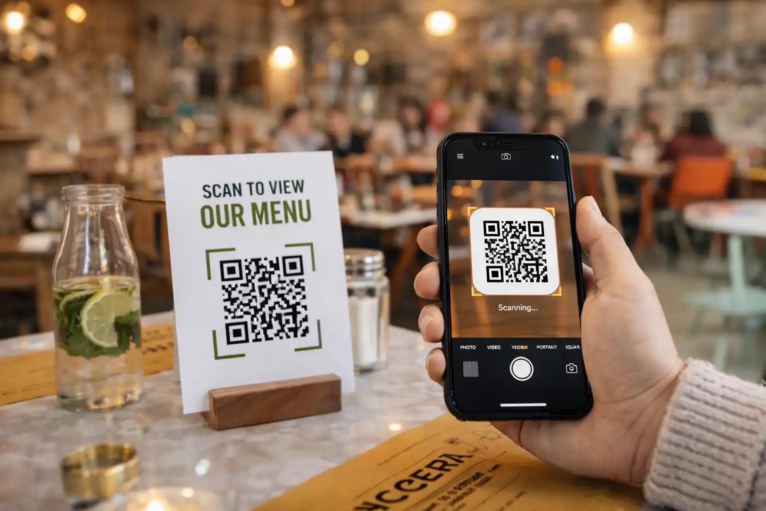 Customer having a positive experience scanning a well-implemented QR code menu