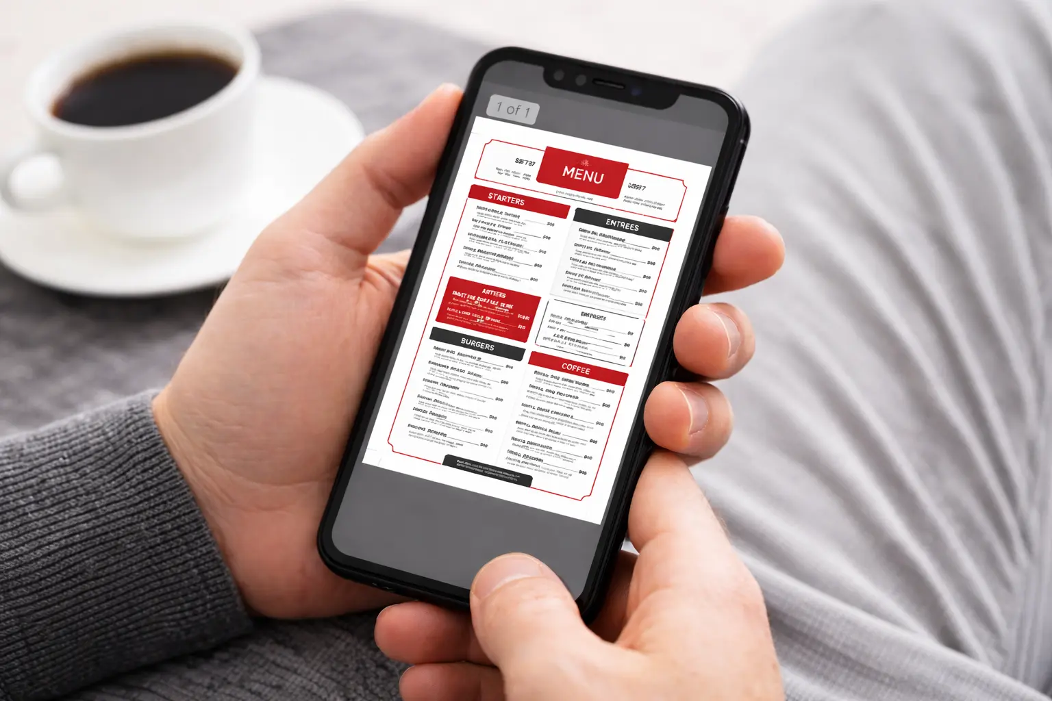 Do customers like QR menus? Example of a frustrating PDF menu experience on a phone after scanning a restaurant QR code
