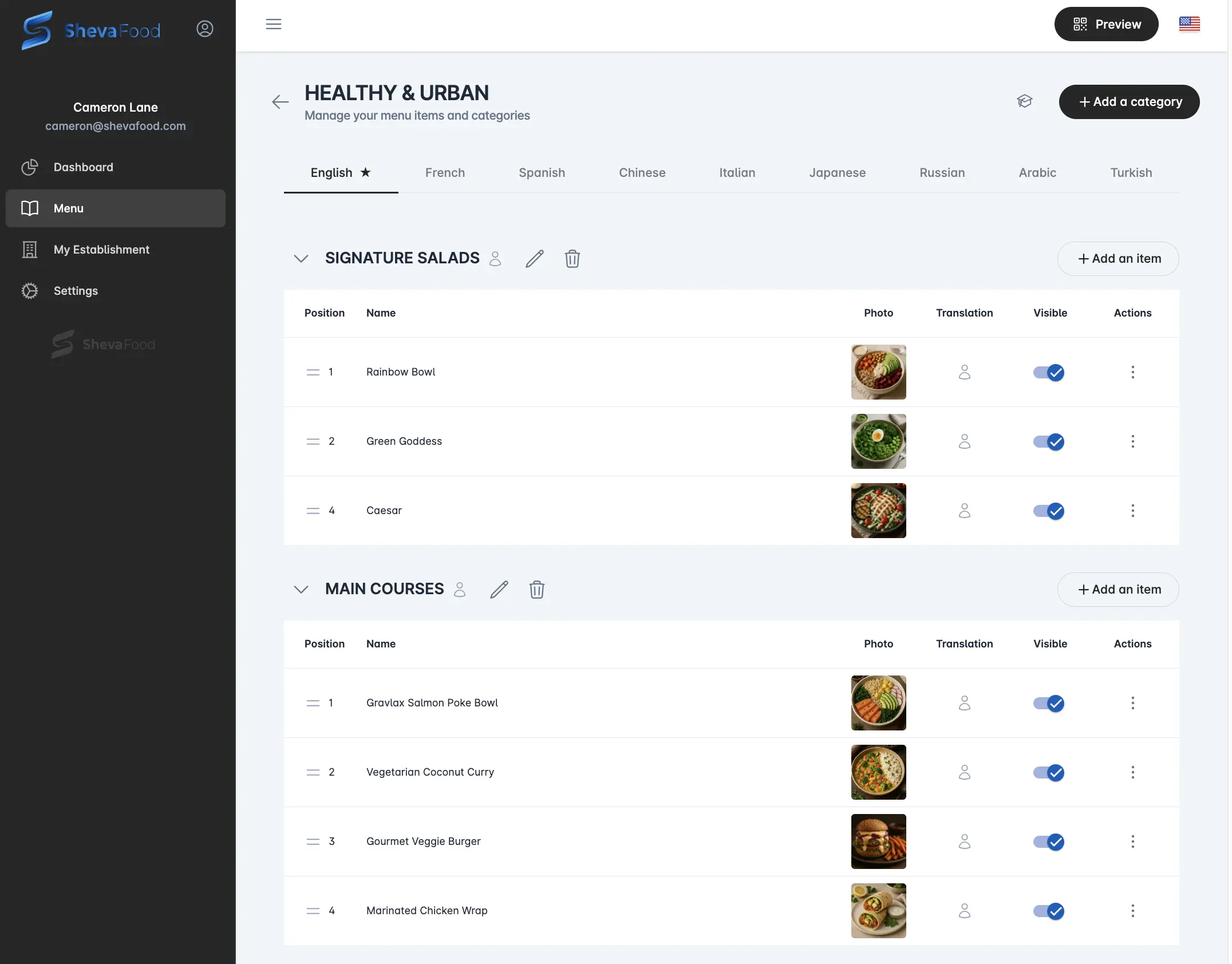 Restaurant configuration