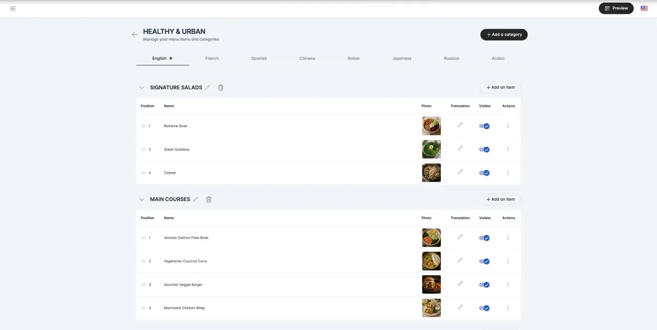 ShevaFood Interface