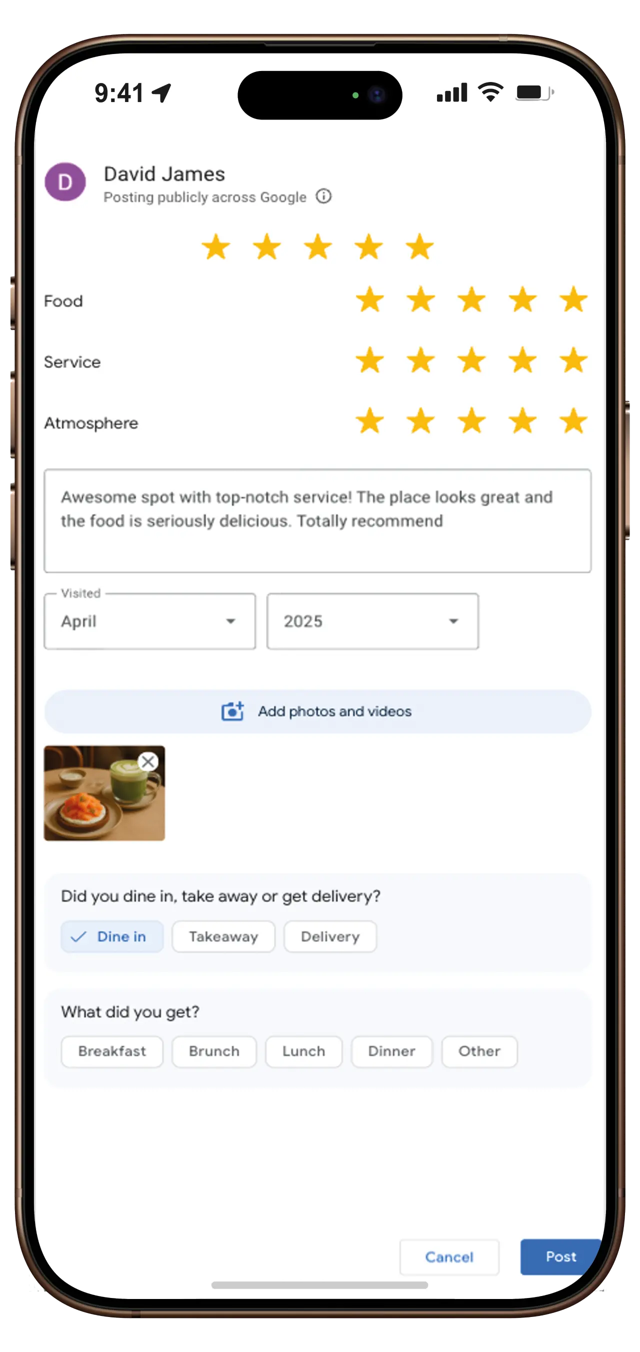 Let customers rate directly from your menu